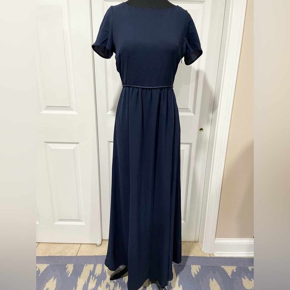 Paper Crown Elegant Navy Blue Maxi Dress Sz S